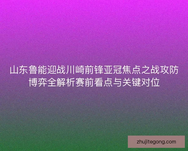 山东鲁能迎战川崎前锋亚冠焦点之战攻防博弈全解析赛前看点与关键对位
